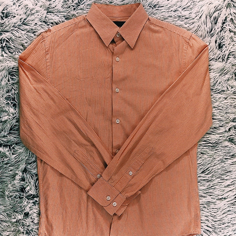 Perry Ellis Orange Long Sleeve Shirt - Small